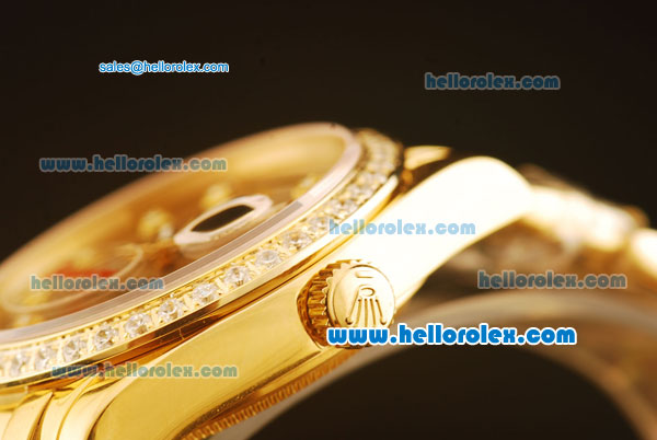 Rolex Day-Date Automatic Full Gold with Diamond Bezel-Golden Dial - Click Image to Close